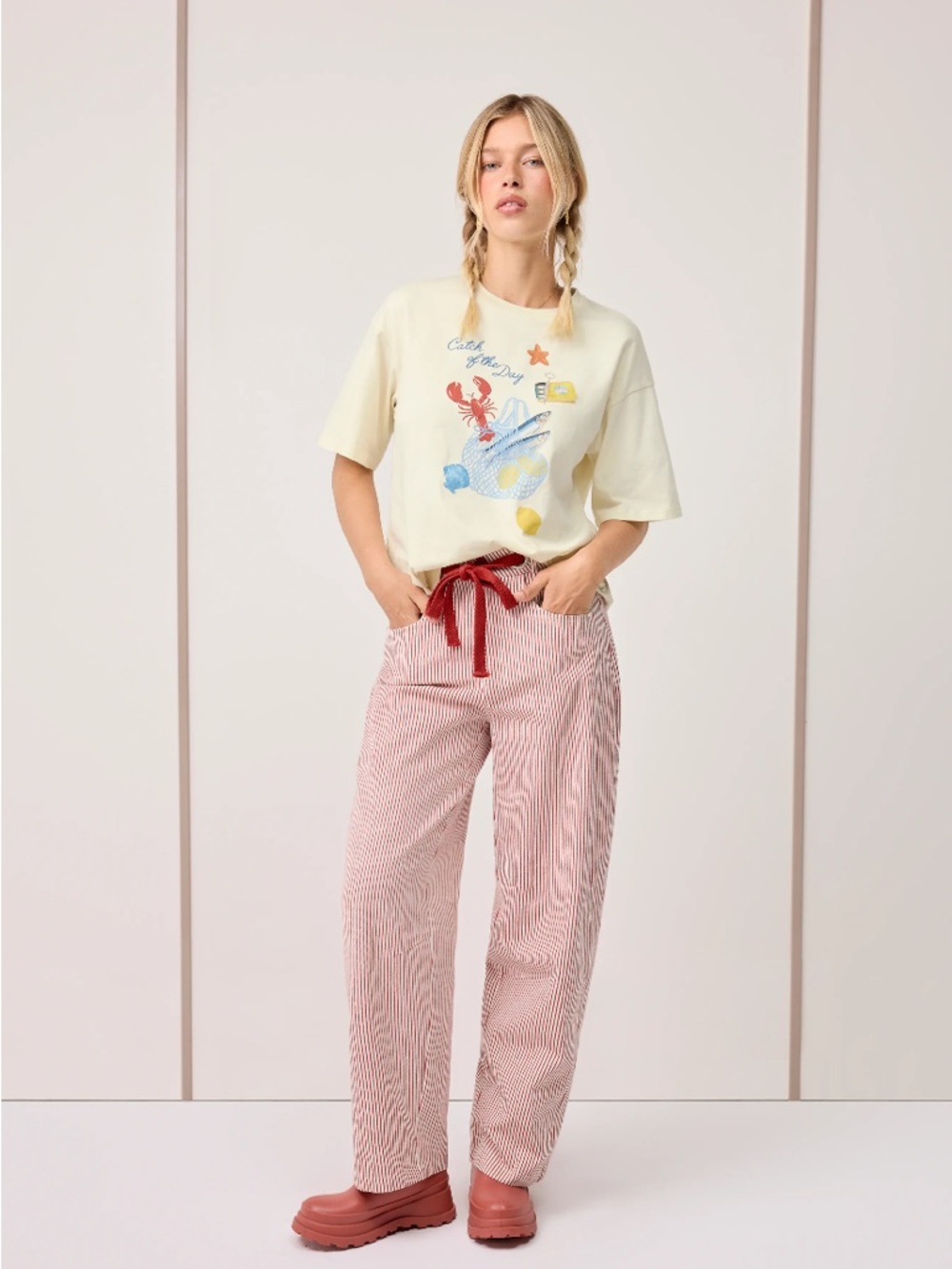 NWT Barrel-leg Trousers (Red)